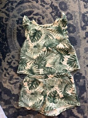 Janie and Jack Green Tropical Leaf Two-Piece Shorts Set
